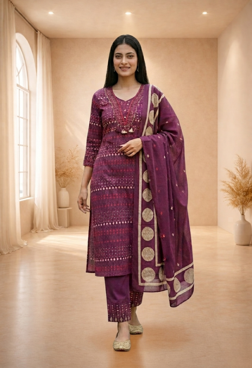 Elegant Prussian Cotton Kurta Set