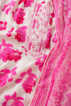 Vibrant Pink Floral Print Cotton Kurta Set