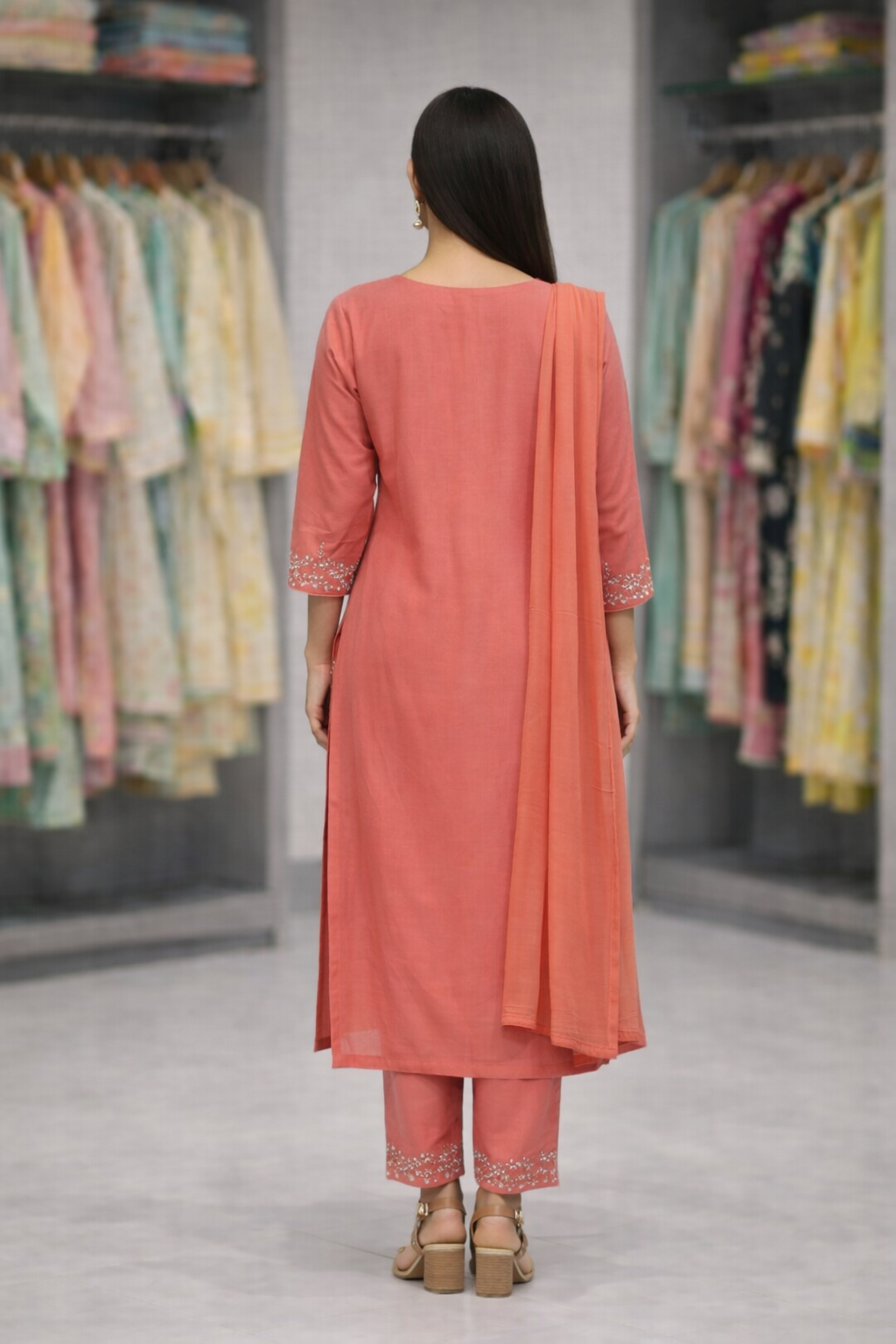 Koshaari Rose Grace Embroidered Kurti Set