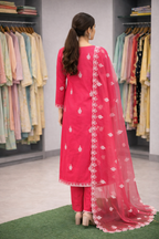 Ruby Grace Thread work Kurti Set with Organza Dupatta