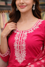 Ruby Grace Thread work Kurti Set with Organza Dupatta