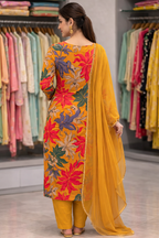 Sunshine Bloom Yellow Floral Kurti Set