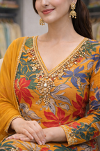 Sunshine Bloom Yellow Floral Kurti Set