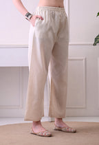 Olive Green kurti with off white pant Lacework