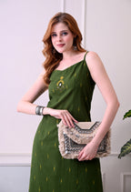 Mehendi Green Embroidered Kurti with Trousers