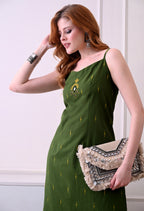 Mehendi Green Embroidered Kurti with Trousers
