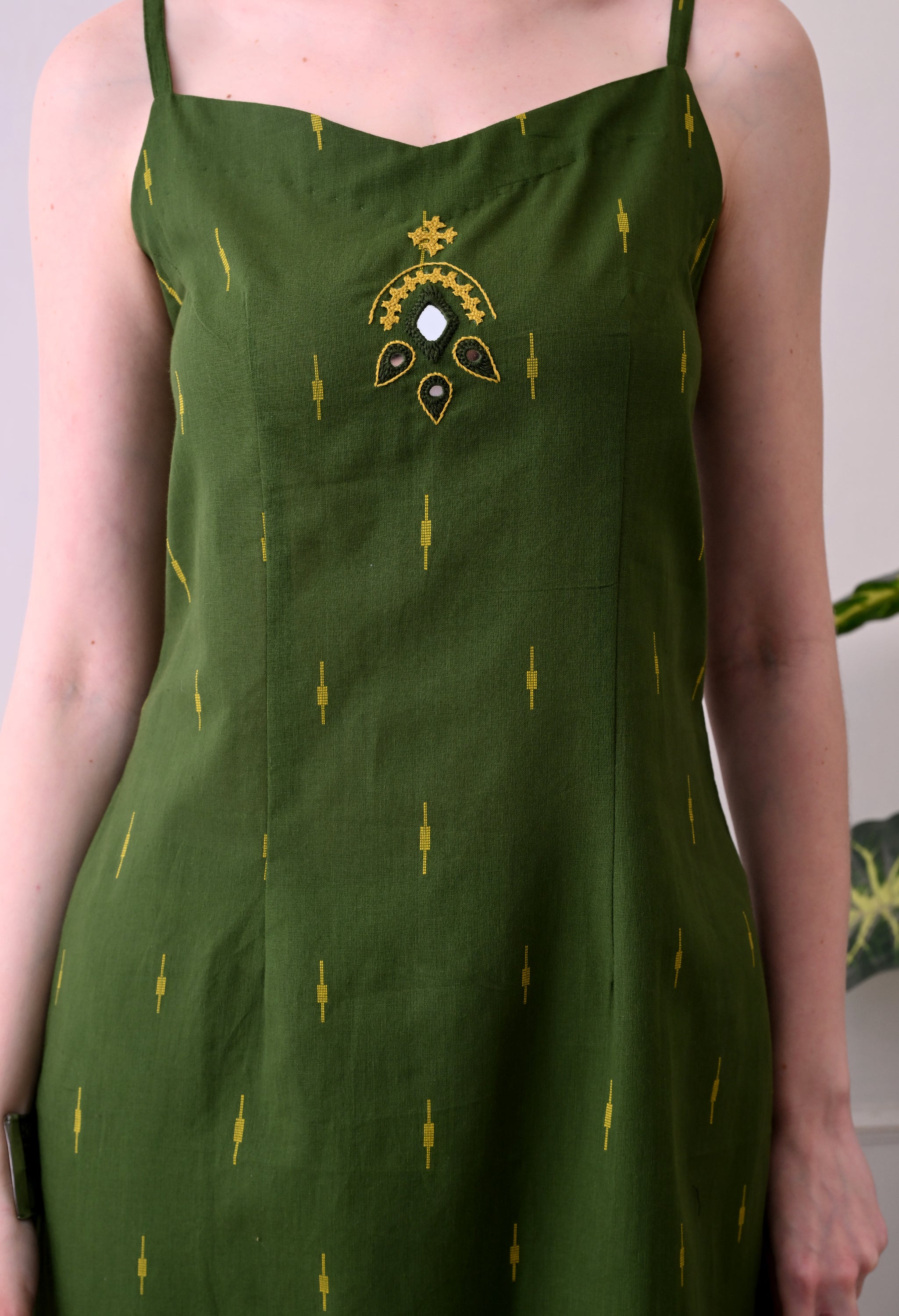 Mehendi Green Embroidered Kurti with Trousers
