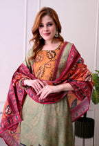 Sage Green & Mustard Floral Kurta Set
