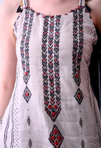 Off-White & Red Sleeveless Cotton Sharara Set