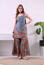Sarara suit florel print with merer work