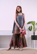Sarara suit florel print with merer work