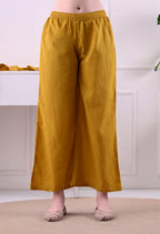 Mustard Mal Cotton A-Line Suit Set with Embellished Dupatta