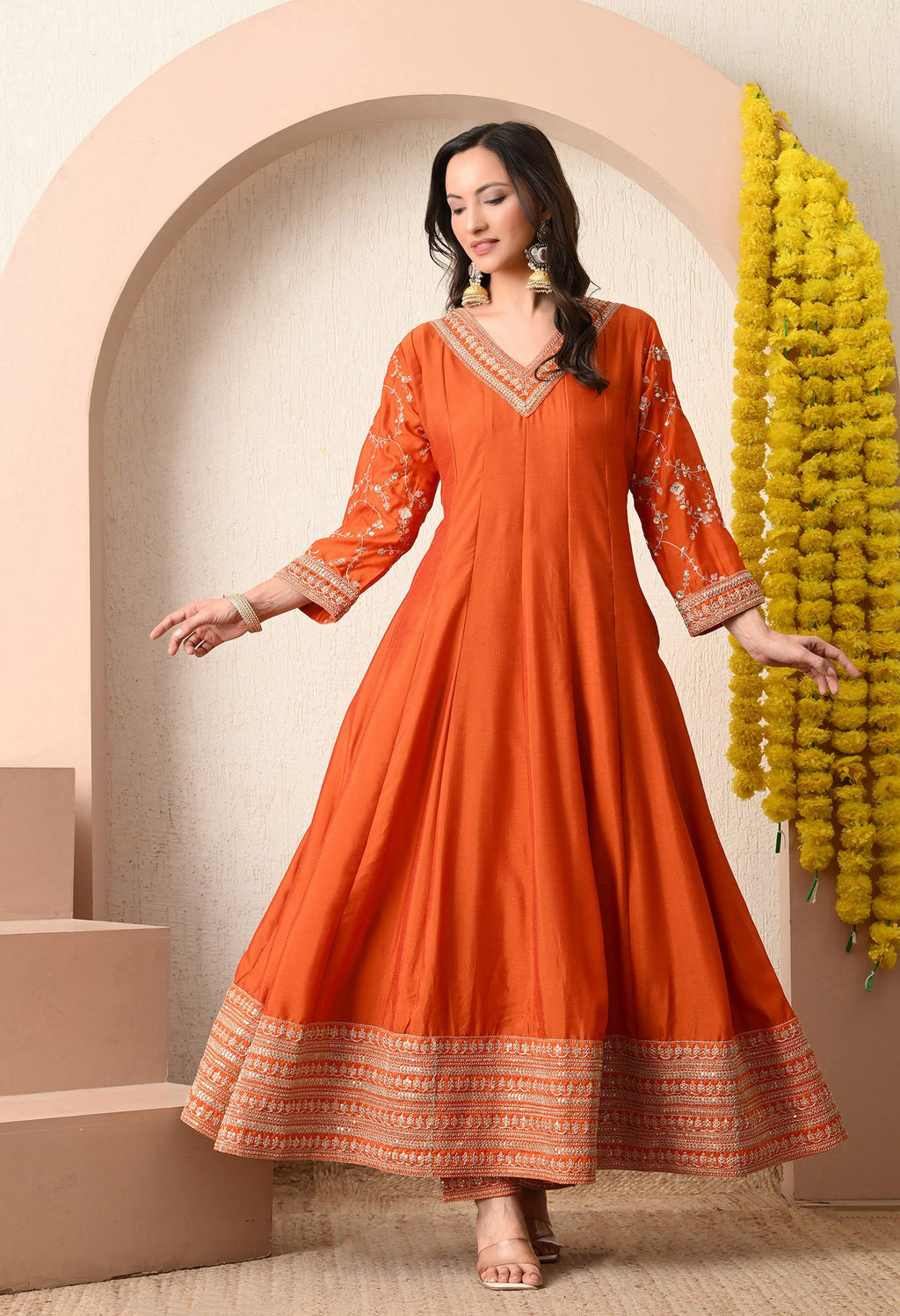 Saffron Glow Anarkali Set