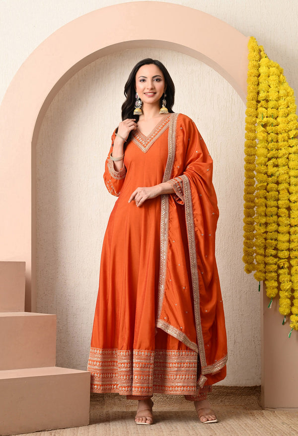 Saffron Glow Anarkali Set
