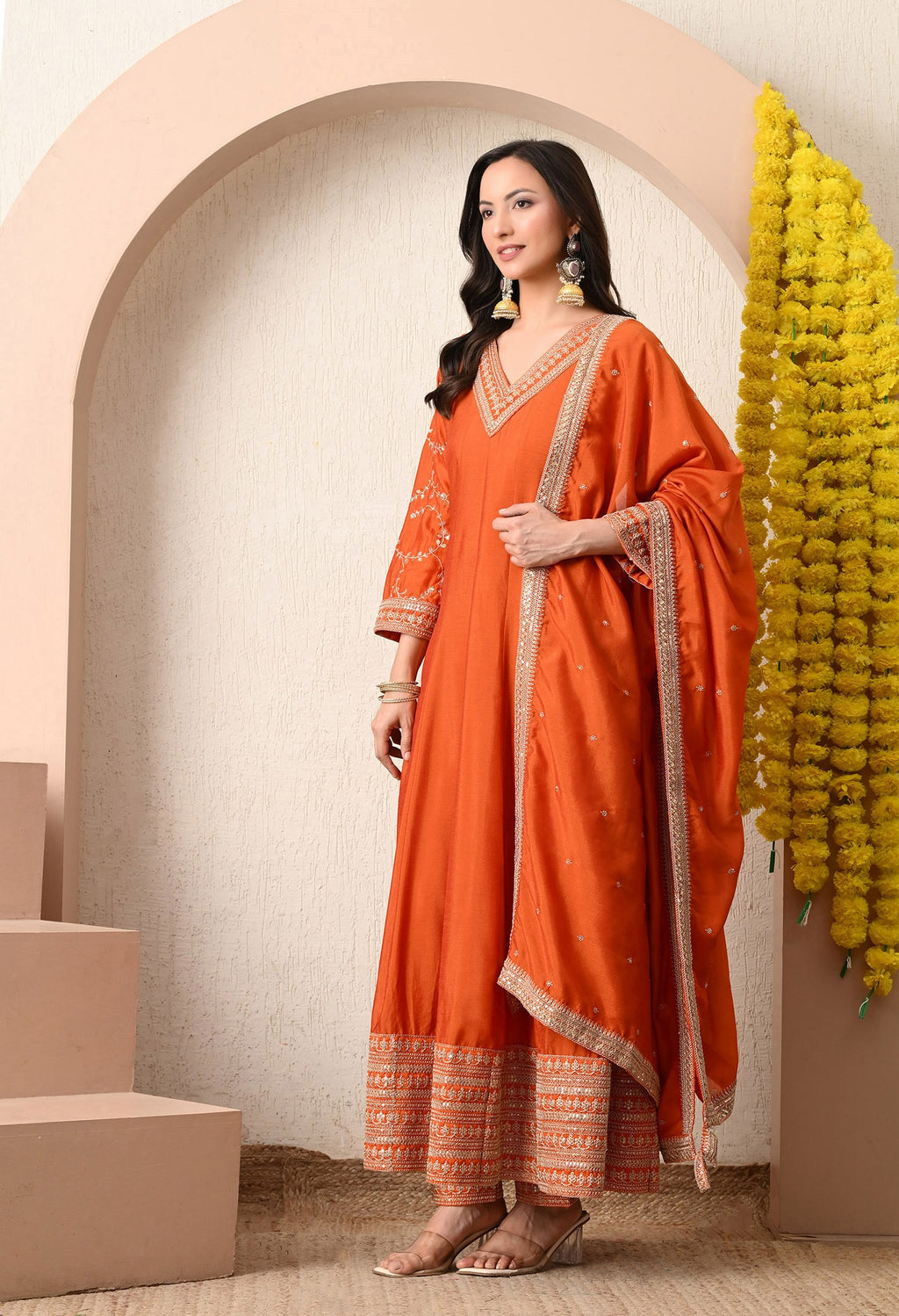Saffron Glow Anarkali Set