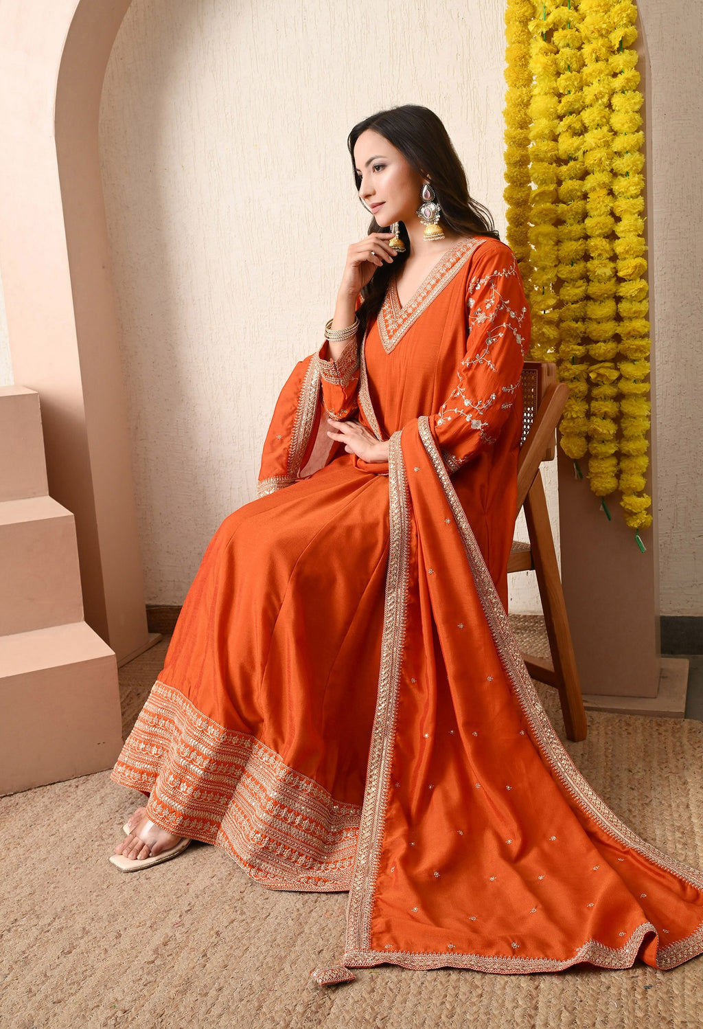 Saffron Glow Anarkali Set