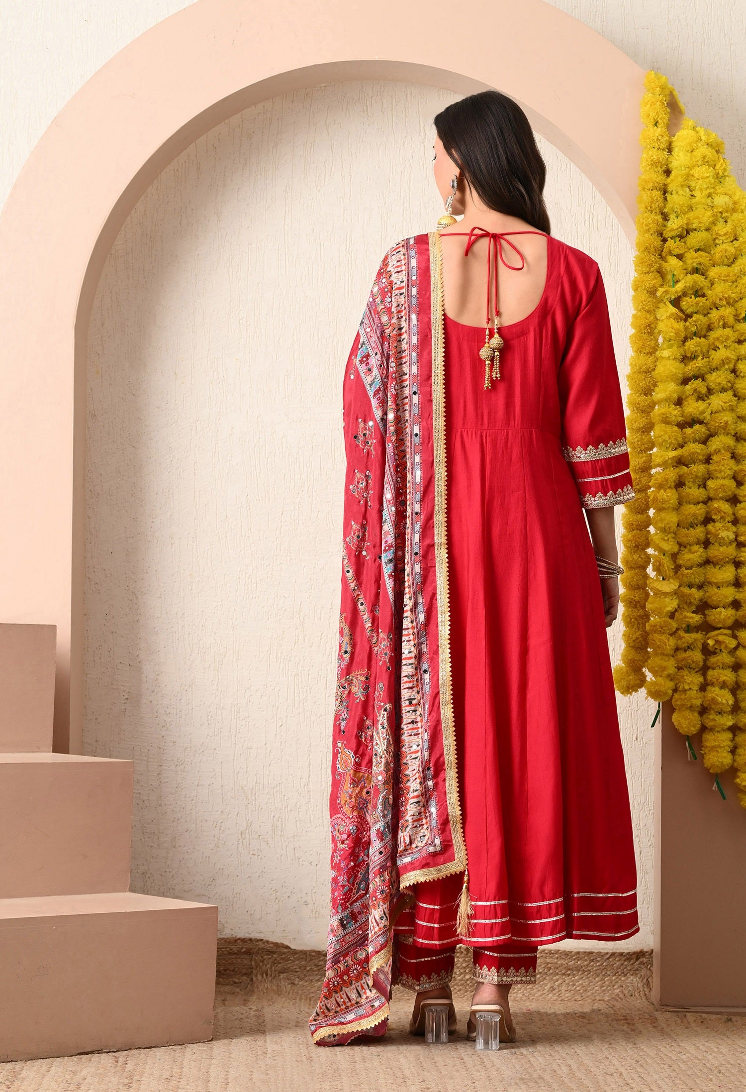 Crimson Heritage Anarkali Set