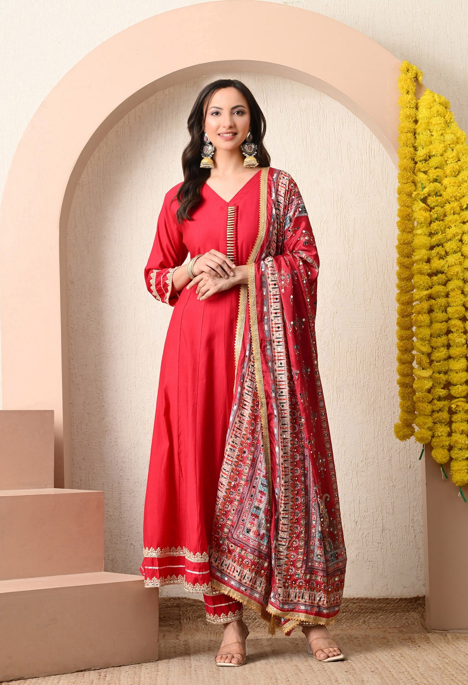 Crimson Heritage Anarkali Set