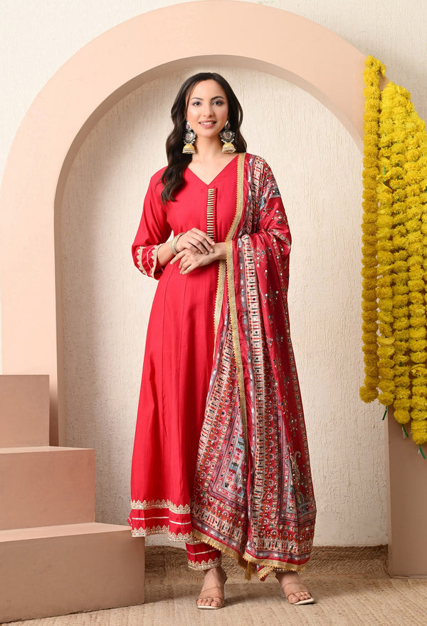 Crimson Heritage Anarkali Set