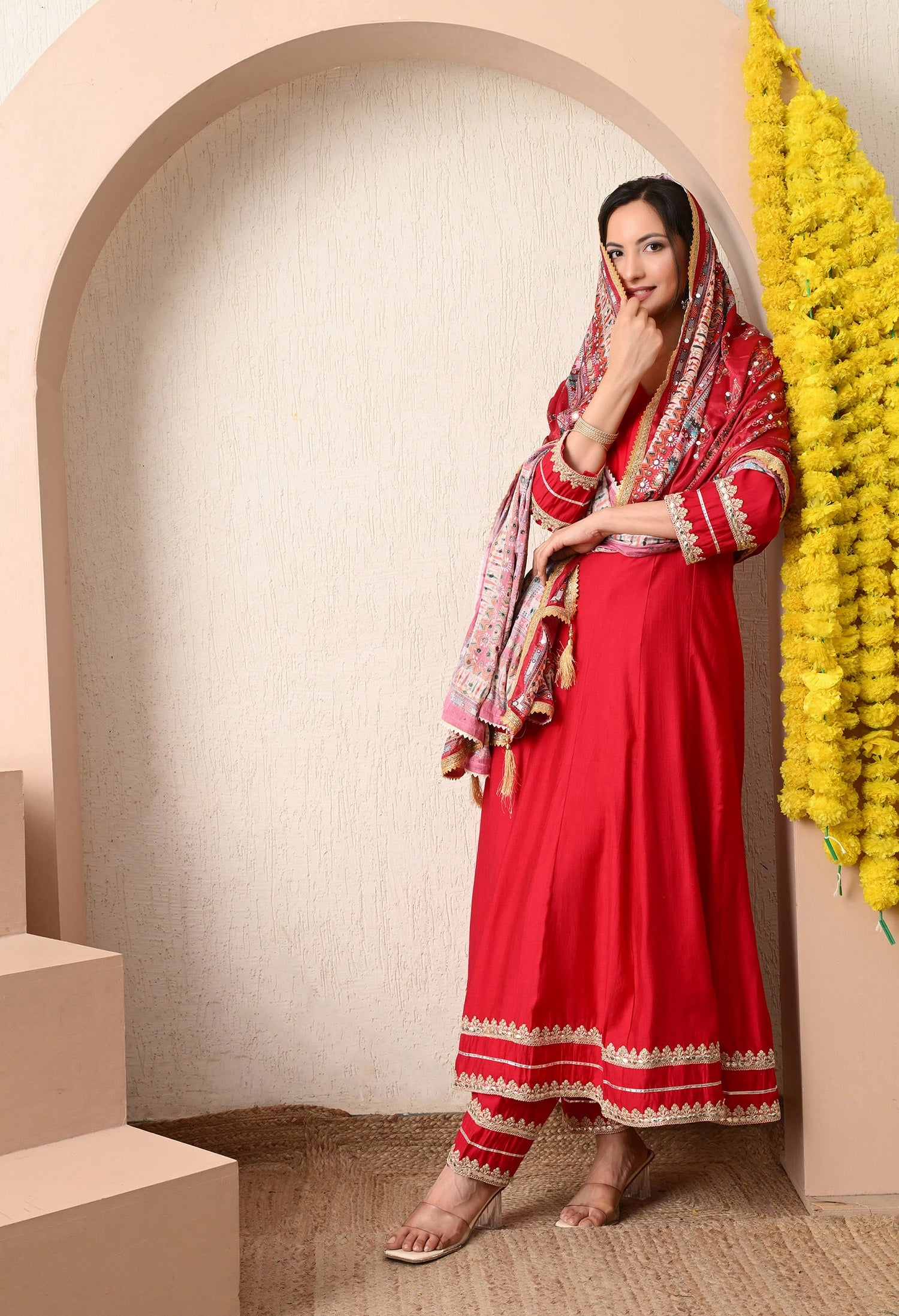 Crimson Heritage Anarkali Set