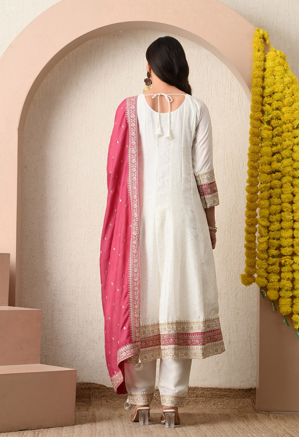 Off-White Embroidered Kurta Set