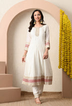 Off-White Embroidered Kurta Set