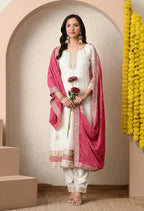 Off-White Embroidered Kurta Set