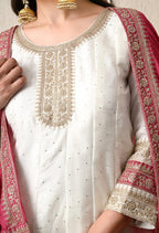 Off-White Embroidered Kurta Set