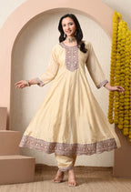 Mauve Embroidered Kurta Set with Dupatta