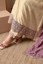Mauve Embroidered Kurta Set with Dupatta