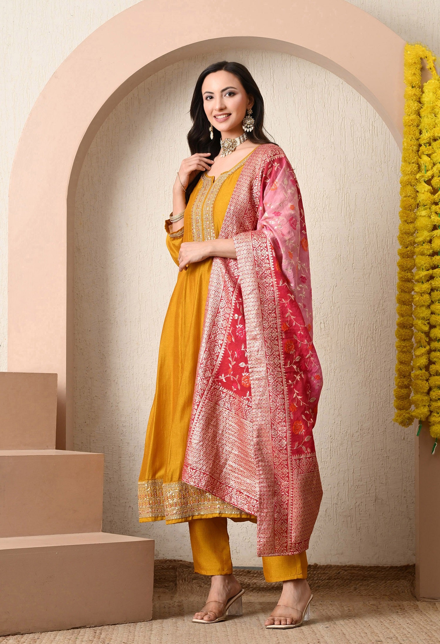 Anarkali with Banarasi Dupatta
