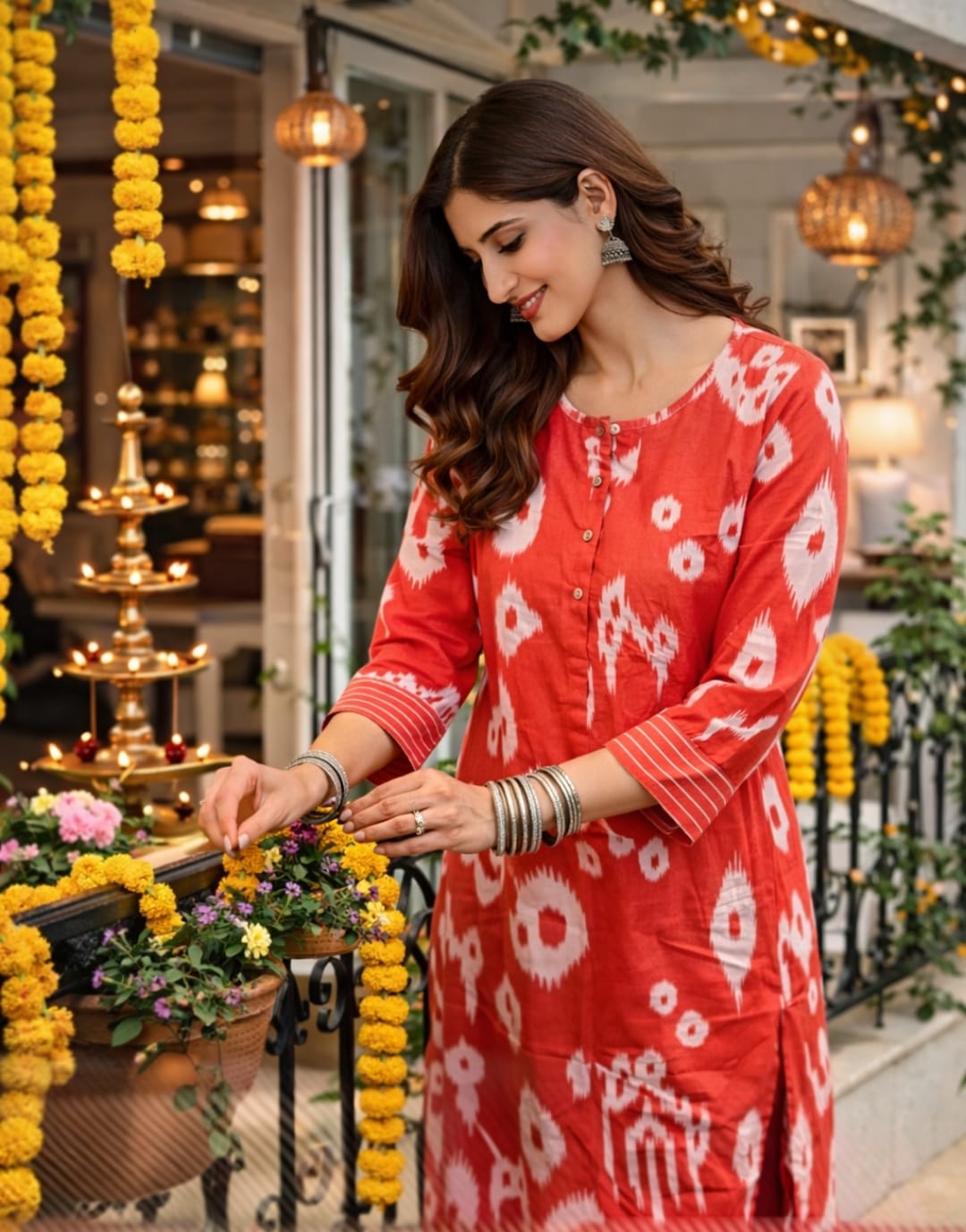 carrot Printed Cotton Kurti
