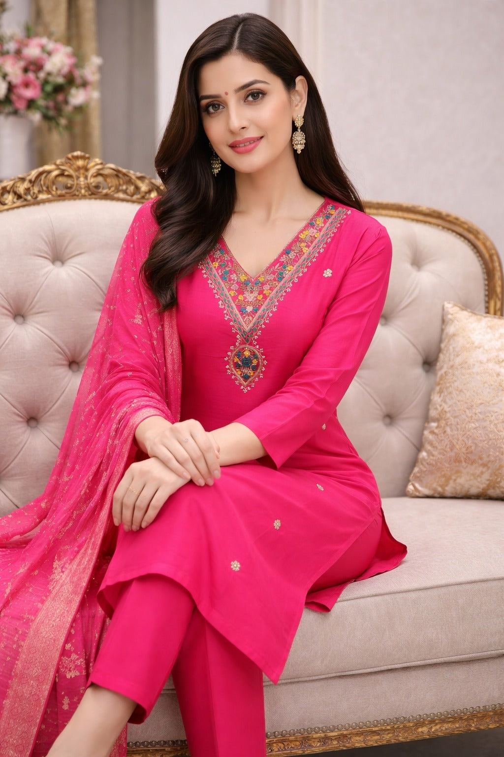 Rani colour with Neck work