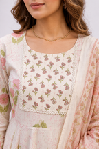 Floral Grace Printed Anarkali Set with Dupatta