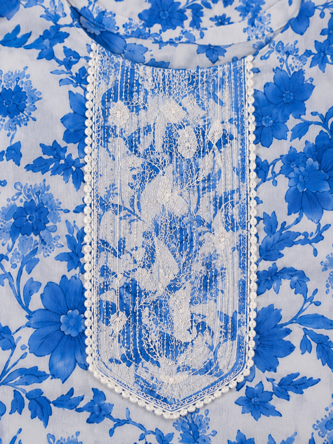 Indigo Blue Floral Cotton Kurta Set