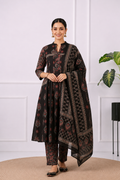 Black Bloom Anarkali Suit Set