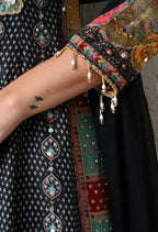 Midnight Black Boho-Fusion Anarkali Suit Set