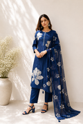 Azure Floral Straight Kurta Set with Dupatta