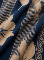 Elegant blue Floral & Striped Kurta Set