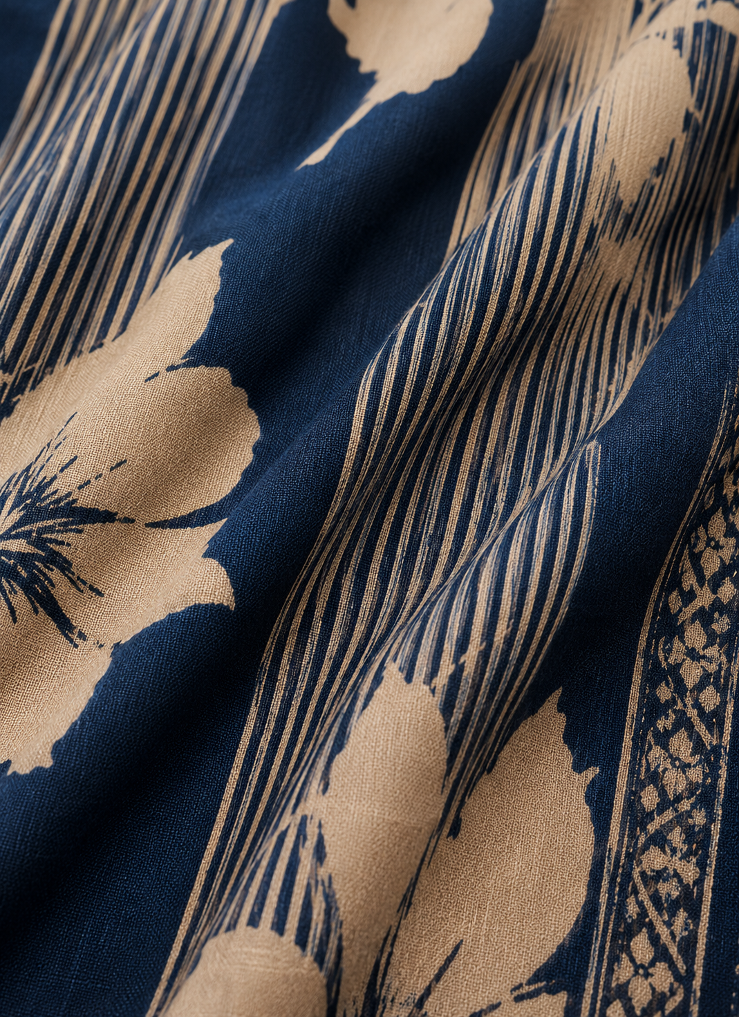 Elegant blue Floral & Striped Kurta Set