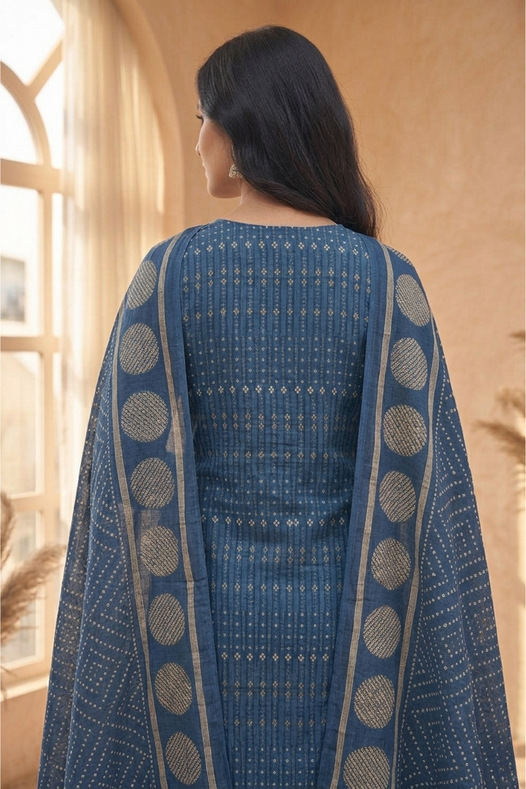 Elegant Prussian Blue Cotton Kurta Set