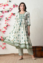 Refreshing Floral Cotton Anarkali Suit Set