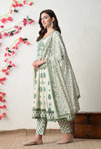 Refreshing Floral Cotton Anarkali Suit Set
