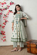 Refreshing Floral Cotton Anarkali Suit Set