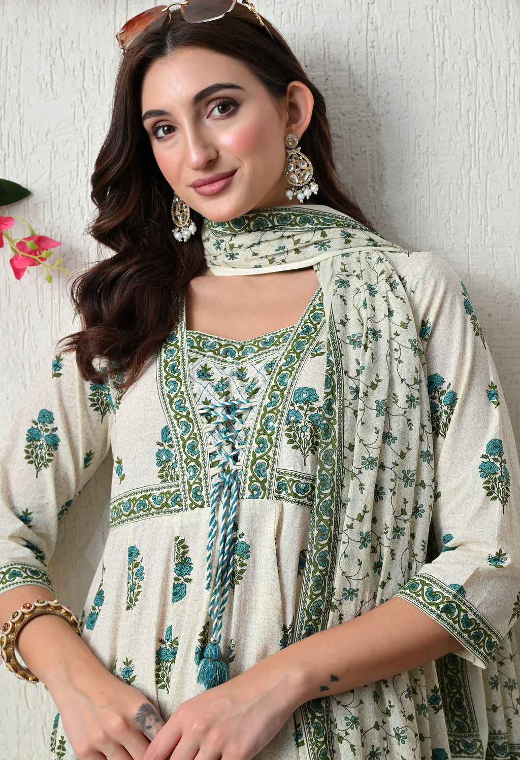 Refreshing Floral Cotton Anarkali Suit Set