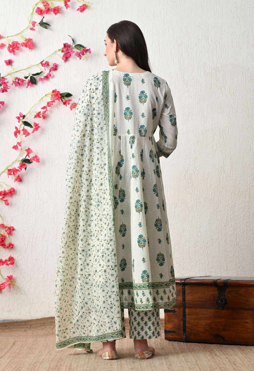 Refreshing Floral Cotton Anarkali Suit Set