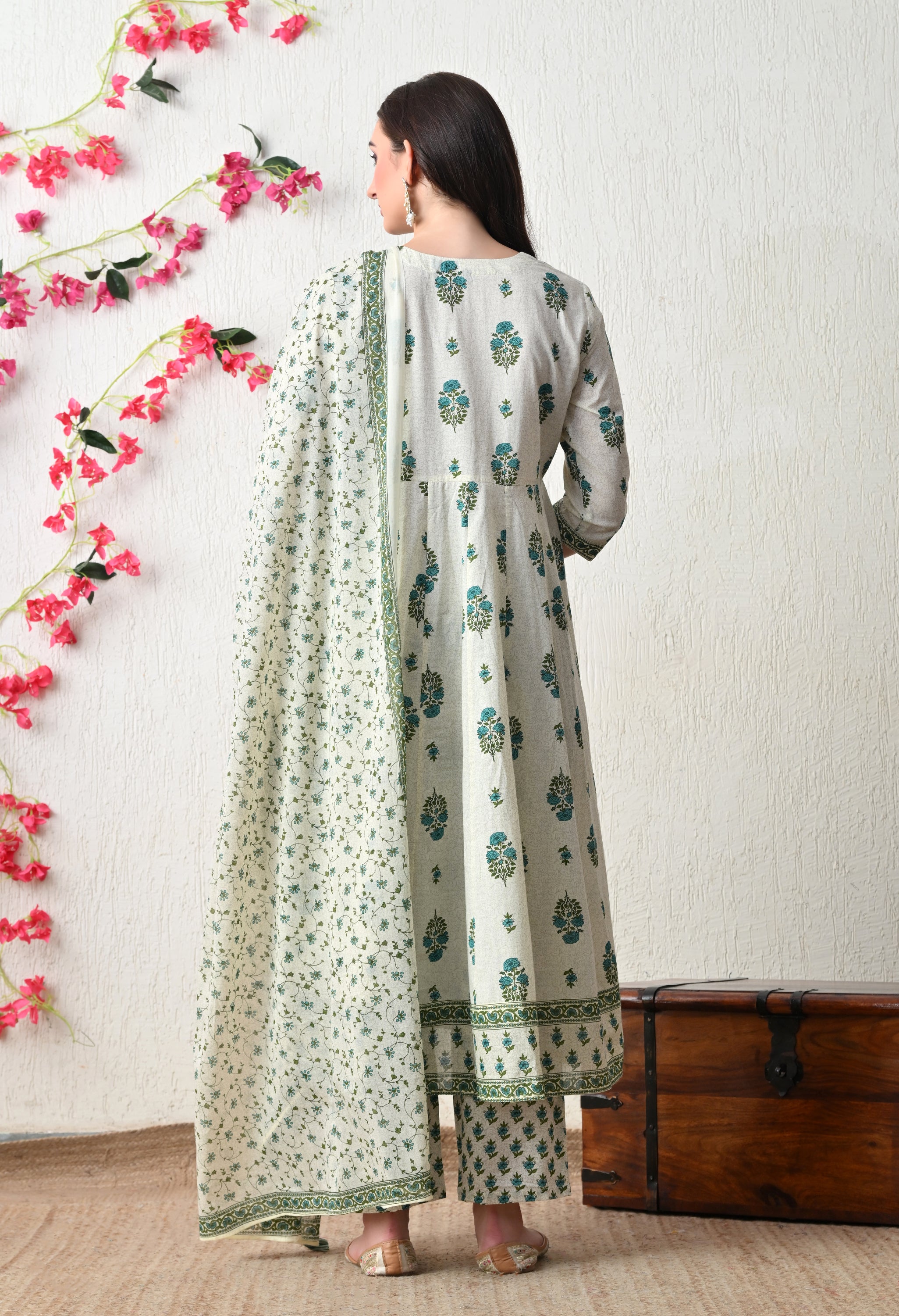 Refreshing Floral Cotton Anarkali Suit Set