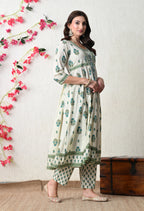 Refreshing Floral Cotton Anarkali Suit Set