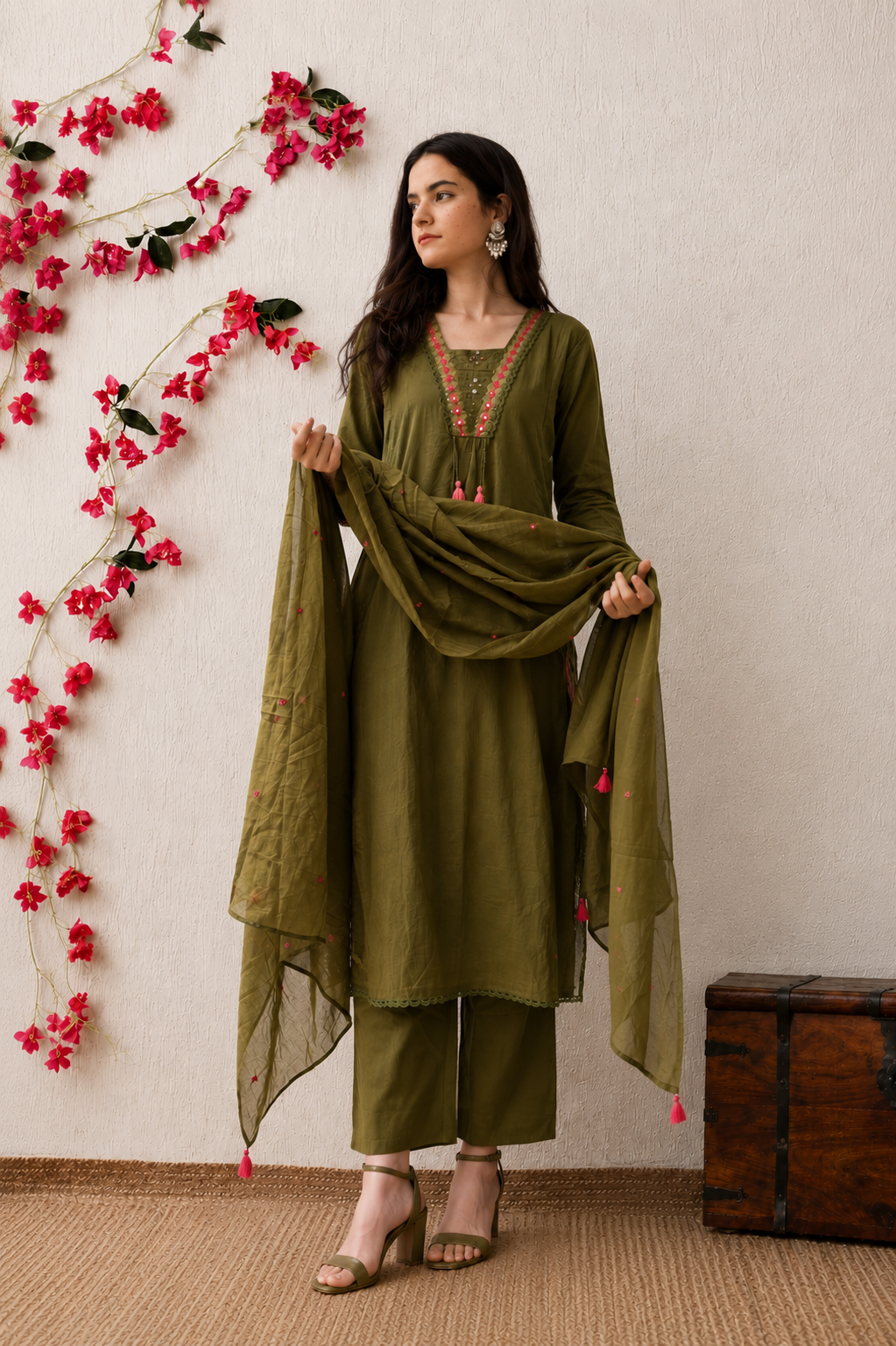 Mehendi mal A-Line kurta set