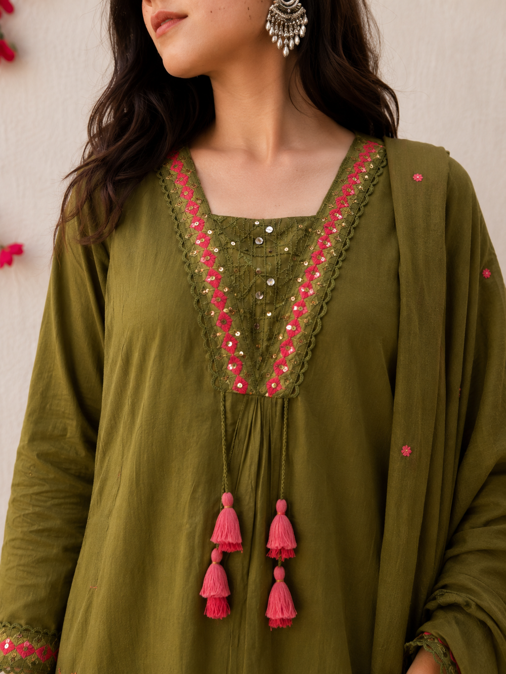 Mehendi mal A-Line kurta set